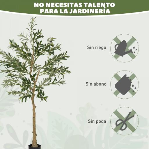 Planta Artificial Decorativa de 150 cm Árbol de Olivo con 720 Hojas y 32 Aceitunas en Maceta para Interior Verde [2]