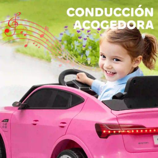 Coche de Batería para Niños 12V Audi E-tron con Mando a Distancia Faros Bocina Música Velocidad 3-5 km/h Rosa [3]