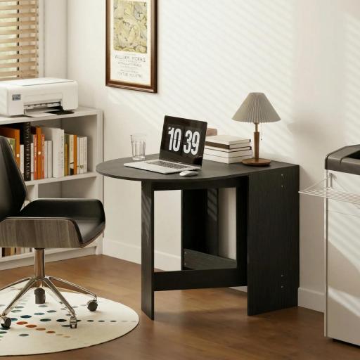 Mesa de Cocina Plegable con Alas Abatibles Mesa de Cocina Plegable de Forma Ovalada Estilo Moderno 163x80x75 cm Negro [2]