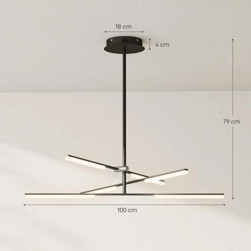 Lámpara de Techo LED Moderna Ø100x79 cm con Pantalla de Acrílico Ángulo de Luz Ajustable para Salón Dormitorio o Cocina [1]