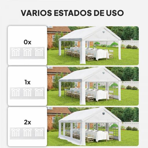 Carpa para Fiestas 4x6 m Carpa de Jardín con Paredes Extraíbles 2 Puertas y Ventanas UPF30+ para Boda Camping Blanco [6]