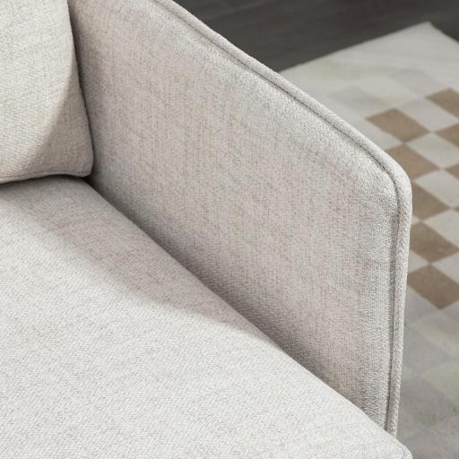 Sillón de Salón Moderno Tapizado en Lino con Reposabrazos Asiento Acolchado y Patas de Acero 76x68x80 cm Crema [7]