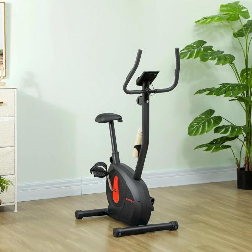 Bicicleta Estática con Resistencia Magnética Ajustable Sensor Pantalla LCD y Asiento Regulable 88x50,5x131,5 cm Negro [7]