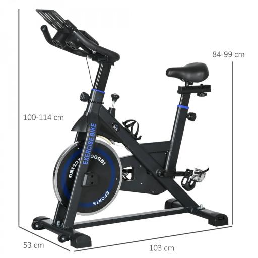 Bici Estática con Resistencia Regulable Volante de Inercia 8 kg Pantalla LCD Manillar y Asiento Ajustable Azul [1]