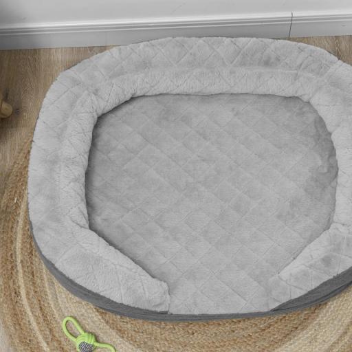 Sofá para Mascotas con Parte Superior Desmontable Funda Lavable y Patas de Madera Carga 25 kg 90x78x25 cm Gris [6]