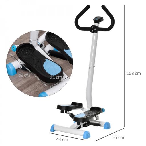 Máquina de Steps Mini Stepper para Fitness en Casa con Pantalla LCD y Pedales Antideslizantes 55x44x108cm Blanco y Azul [1]