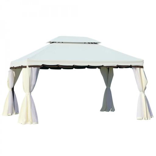 Cenador de Jardín 4x3m Pabellón de Jardín Gazebo con Doble Techo Estructura de Aluminio UPF50+ para Exterior Crema [8]