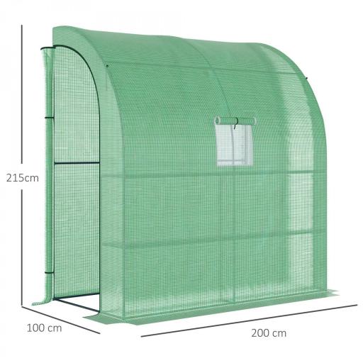 Invernadero de Exterior con Ventanas Estantes de 3 Niveles Puerta con Cremallera y Marco de Acero 200x100x215 cm Verde [1]