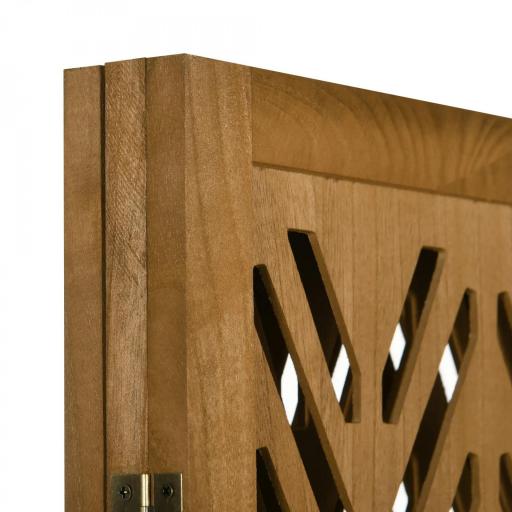 Separador de Ambientes Plegable de 3 Paneles 120x1,7x170 cm Biombo de Madera con Patrones Geométricos Natural [8]