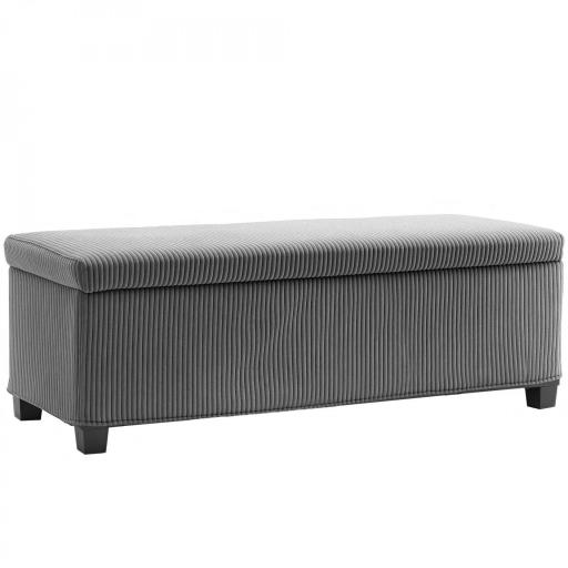 Banco Almacenaje Capacidad de 84 L 112x42x40 cm Tapizado en Pana Pie de Cama para Sala de Estar Dormitorio Gris [4]