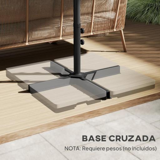 Sombrilla Doble para Jardín 455x265x238 cm Parasol Grande con Manivela Manual Resistente al Agua Protección Solar Gris [4]