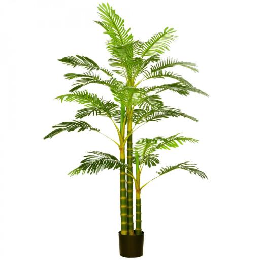 Palmera Areca Artificial 190cm Árbol Artificial con 30 Hojas Decoración de Interior y Exterior Ø19,5x190 cm Verde [9]