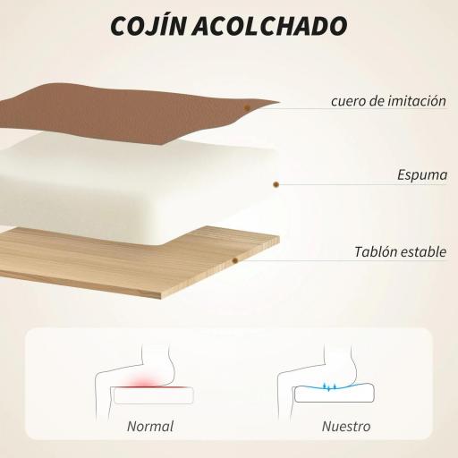 Silla de Escritorio con Reposapiés Respaldo Reclinable Acolchado Grueso Tapizada en Cuero Sintético Marrón [5]