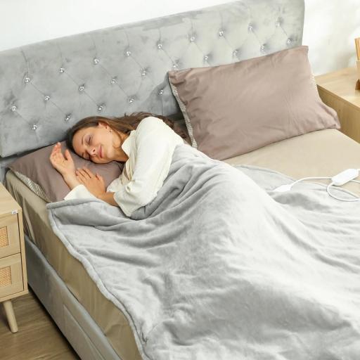 Manta Eléctrica 180x130 cm 10 Niveles de Temperatura Temporizador Lavar a Máquina, Pantalla LED Gris [6]