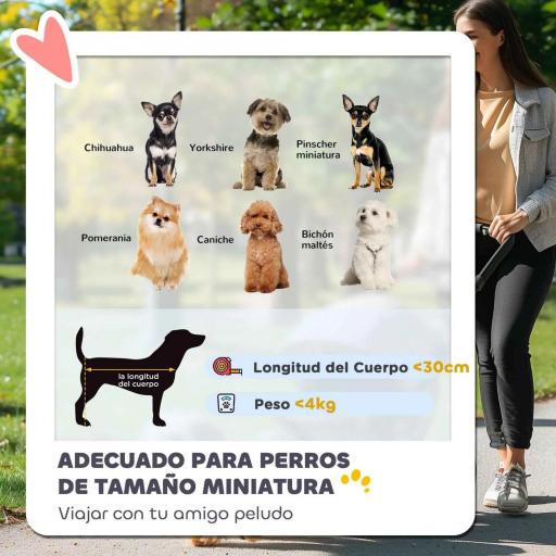 Cochecito para Perros Pequeños con Estructura de Paraguas con Cojín Lavable Portavaso Ventanas de Malla y Bolsa Crema [6]