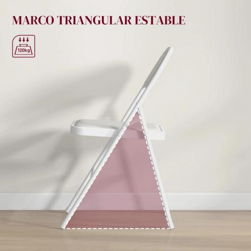 Juego de 4 Sillas Plegables Acolchadas con Respaldo y Estructura de Acero para Salón Comedor Cocina 45x46x78 cm Blanco [7]
