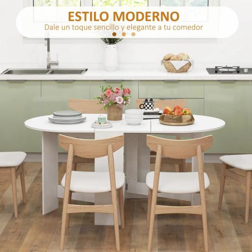 Mesa de Cocina Plegable con Alas Abatibles Mesa Multifuncional de Estilo Moderno de Forma Ovalada 163x80x75 cm Blanco [3]
