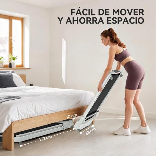 Cinta de Correr Plegable Inclinado Debajo del Escritorio con 2.5HP 0-12 KM/H Pantalla LED Control Remoto y Soporte [2]