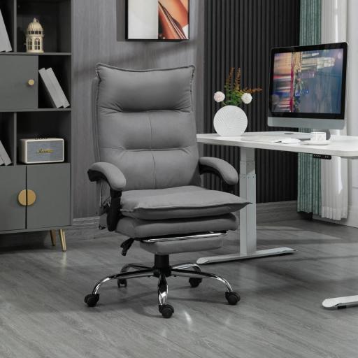 Silla de Masaje Reclinable con 6 Puntos de Masaje y 5 Modos con Función de Calefacción Ajustable 66x74x114-121,5 cm Gris