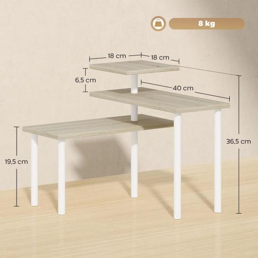 Estantería de Cocina de 3 Niveles con 3 Baldas Giratorias Marco de Metal y Diseño Escalonado para Comedor Salón Natural [1]