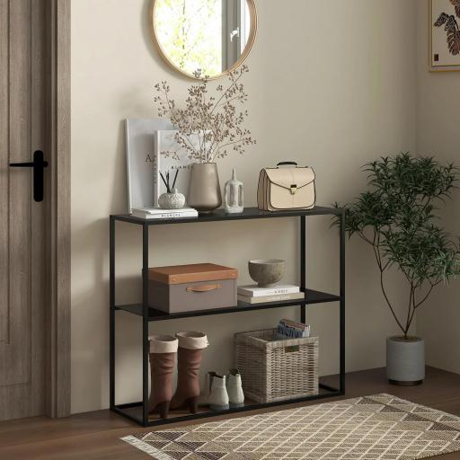 Mesa Consola de Estilo Industrial Mueble de Recibidor Elegante para Pasillo Carga 20 kg 90x30x75cm Negro