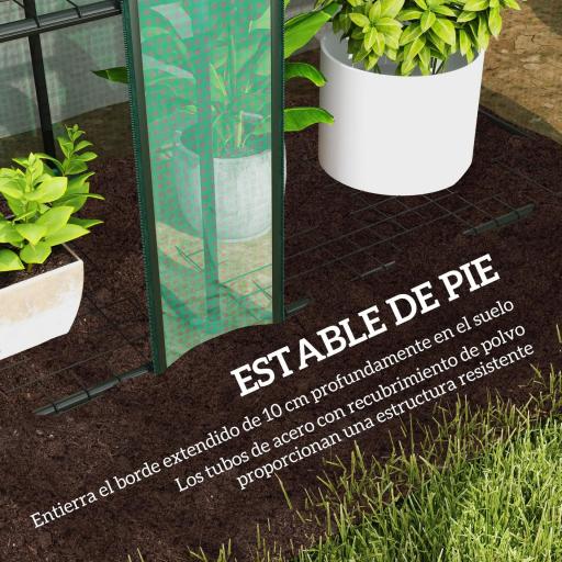 Invernadero de Exterior de 3 Niveles con Puerta Enrollable con Cremallera 9 Estantes Cubierta de PE 215x46x151cm Verde [4]