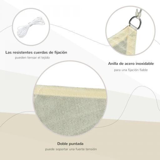 Toldo Vela Rectangular 4x3 m Vela de Sombra para Jardín Patio Terraza HDPE Anti UV y Transpirable Color Crema [6]