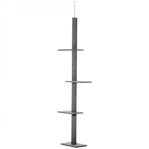 Árbol Rascador para Gatos de Suelo a Techo Torre para Gatos con Altura Ajustable 43x27x228-260 cm Gris [8]