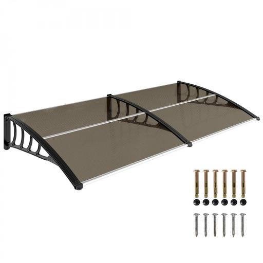 Marquesinas Exterior para Puertas y Ventanas 200x96 cm con Soporte de Aleación de Aluminio PP Policarbonato Marrón [9]