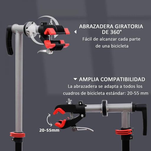 Soporte de Reparación Caballete de Bicicleta para Hogar con Altura Ajustable y Giratorio 100x66x180 cm Negro [2]