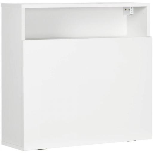 Escritorio Plegable de Pared Moderno Mesa Flotante Multifuncional con Estantes de Almacenamiento 64x20x60 cm Blanco [4]