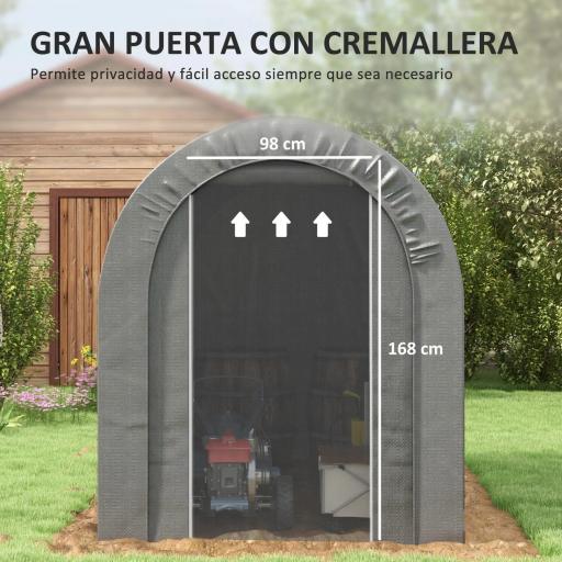 Carpa de Jardín para Bicicletas con Marco de Acero Puerta con Cremallera Impermeable 2,4x1,6x1,9 m Gris Claro [3]
