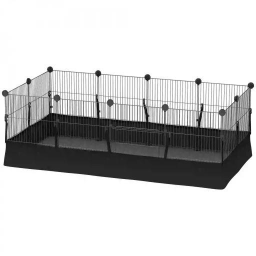 Valla Metálica para Mascotas de 12 Paneles DIY Alfombrilla Impermeable Parque para Cobayas Erizos 120x60x40 cm Negro [7]