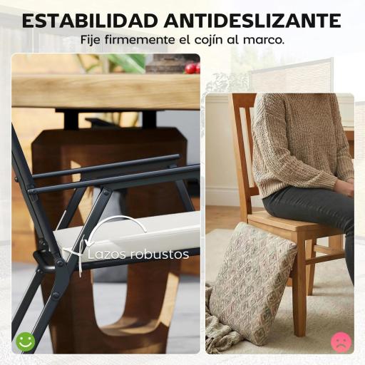 Juego de Cojines para Sillas de Comedor 46x42x7 cm 6 Piezas con Funda Lavable y Lazos, Impermeable y Anti-UV Crema [6]