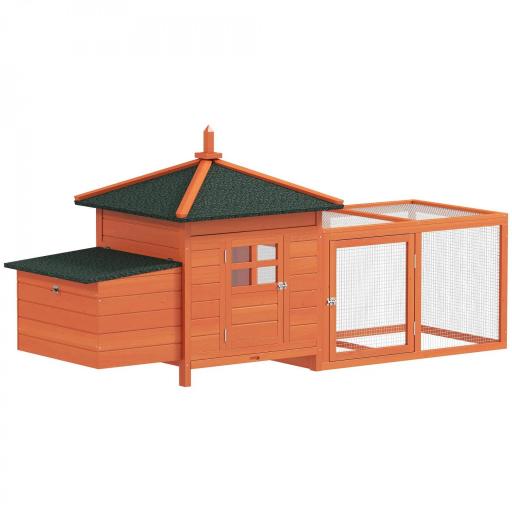 Gallinero de Madera Exterior Jaula para Gallinas con Nidos Corral Bandeja Extraíble Tapa Abatible 196x76x97 cm Naranja [8]