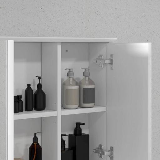 Armario con Espejo para Baño con Estante Ajustable Mueble para Baño Estilo Moderno 65x15x49 cm Blanco [6]