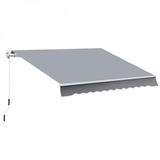 Toldo Manual Retráctil 3x2,5 cm, Toldo Exterior Terraza con Ángulo Ajustable, Brazo Articulado, Montaje a Pared, Estructura de Aluminio, Anti-UV e Impermeable, para Jardín, Gris [9]
