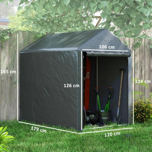 Carpa para Bicicletas y Motos 1,2x1,8x1,65 m con 2 Habitaciones Puerta con Cremallera Impermeable Anti-UV Gris Oscuro [1]