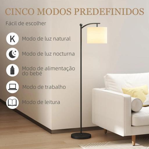 Lámpara de Pie LED Regulable con Temperaturas de Color Ajuste Continuo Control Remoto Temporizador de 60 Minutos Negro [4]
