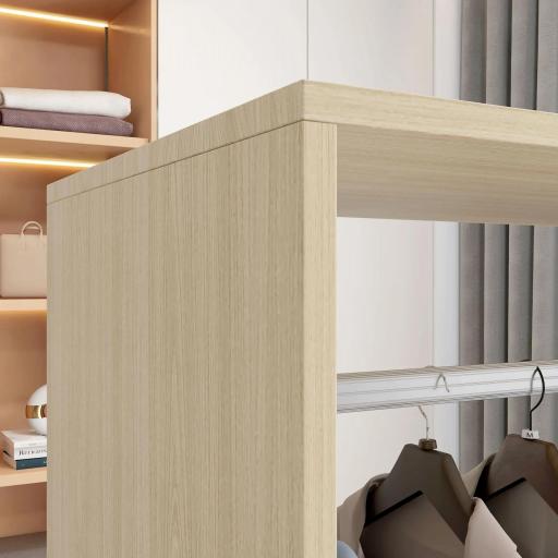 Armario Ropero con Ruedas Barra y Estantes para tener Ropa Colgada y Doblada 60x40x128 cm Natural [2]