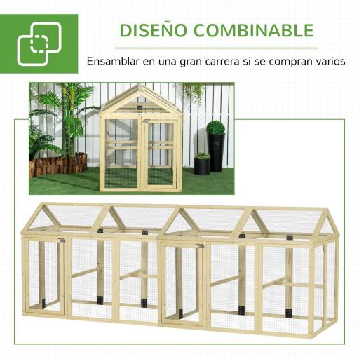 Gallinero para Exterior 140x88,5x106 cm con 3 Perchas Marco de Madera y 2 Puertas con Cierre Madera Natural [4]