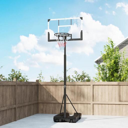 Canasta de Baloncesto para Exterior Ajustable de 230-305 cm con Tablero Irrompible Base Rellenable y Ruedas Negro [6]