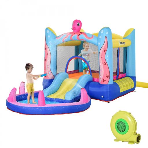 Castillo Inflable Infantil con Tobogán Cama de Salto Piscina Inflador y Bolsa de Transporte 360x175x180 cm Multicolor [8]
