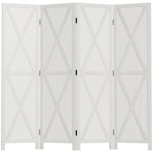 Biombo de 4 Paneles Separador de Ambientes Plegable 182x170 cm Divisor de Espacios Elegante Blanco [8]