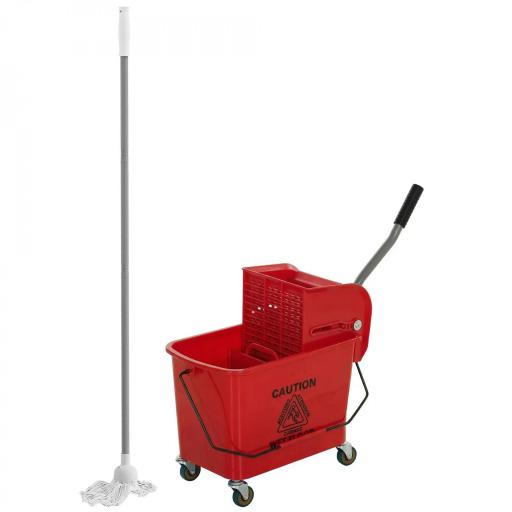 Cubo de Fregar con Escurridor Panel Separador y Ruedas Capacidad 20L para Limpieza Doméstica 45x26,5x70 cm Rojo [7]
