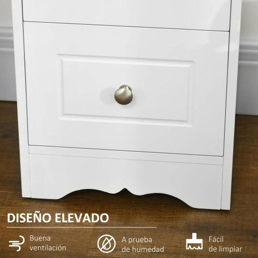 Armario de Almacenamiento Cajonera Blanca Cómoda con 3 Cajones para Cocina Comedor Salón Dormitorio 29,8x29,8x68,5 cm [8]