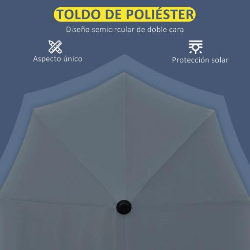 Parasol de Terraza 200x190x240 cm con Manivela Poste de Acero y Base Cruzada Anti-UV para Terraza Balcón Gris [2]