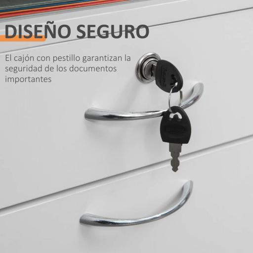 Cajonera de Oficina con Cajón con Cerradura y Armario con Ruedas Soporte de Impresora para Estudio 40x35x60 cm Blanco [2]