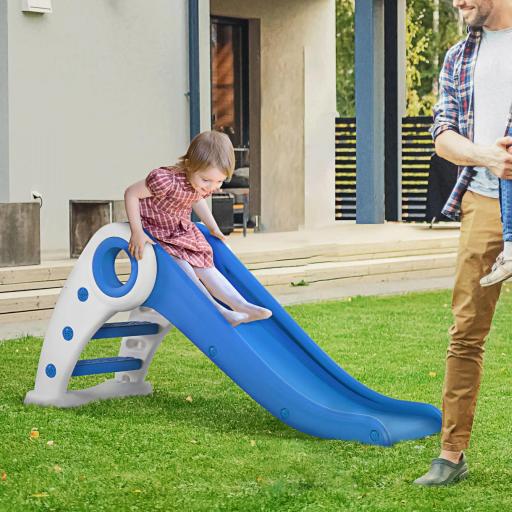 Tobogán Infantil de 18-36 Meses Tobogán para Niños Plegable con Escaleras Rampa Larga para Jardín Parque Interiores 120x50x56 cm Azul [1]