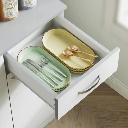 Alacena de Cocina Aparador de Comedor con 1 Cajón 6 Puertas y Estantes Ajustable Estilo Moderno 101x39x180 cm Blanco [7]